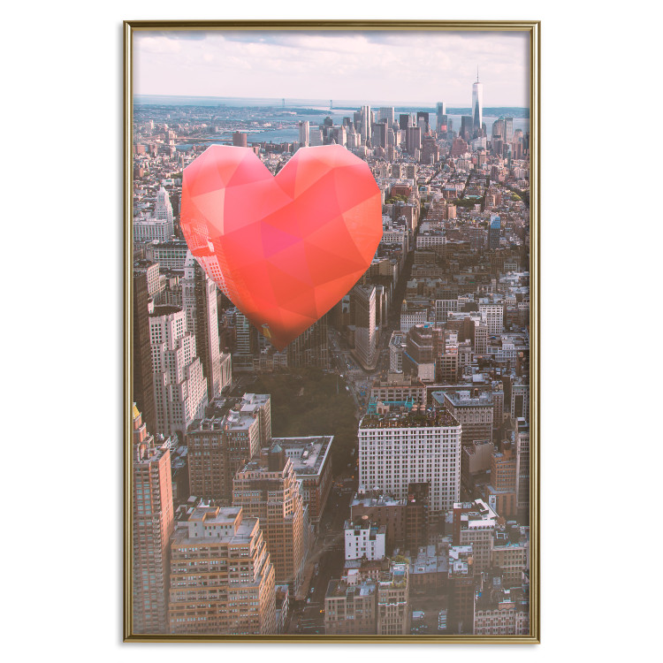 Poster Heart of the City - heart-shaped balloon against the backdrop of architecture 120457 additionalImage 16