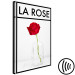 Canvas Art Print Rose - intense red rose flower in a vase on a pale gray background with a black frame and an inscription in French perfect for a room or dining room 123557 additionalThumb 6