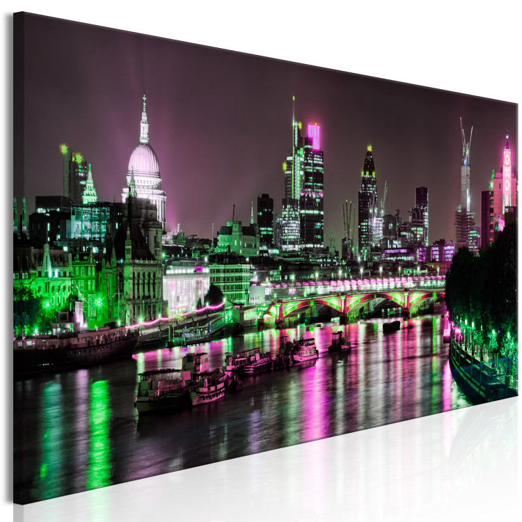 Canvas Print Night London - city panorama of London architecture and River Thames 123657 additionalImage 2