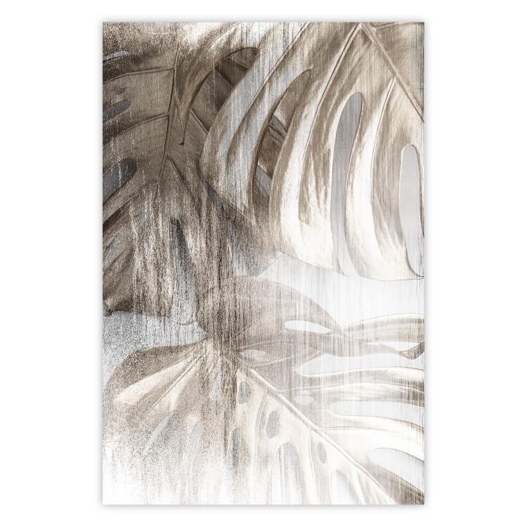 Poster Rough Nature - plant with monstera leaves on blurred texture 127957