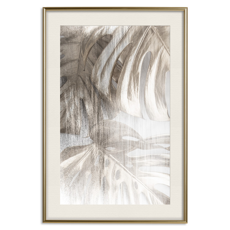 Poster Rough Nature - plant with monstera leaves on blurred texture 127957 additionalImage 22