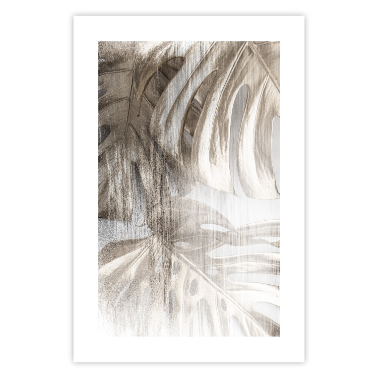 Poster Rough Nature - plant with monstera leaves on blurred texture 127957 additionalImage 25