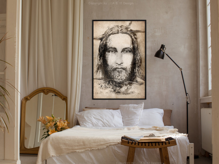 Wall Poster Turin Shroud in Sepia - brown sacred composition with the face of the saint 129357 additionalImage 4