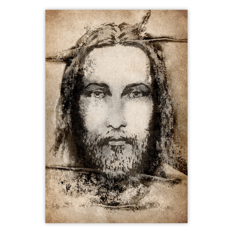 Wall Poster Turin Shroud in Sepia - brown sacred composition with the face of the saint 129357