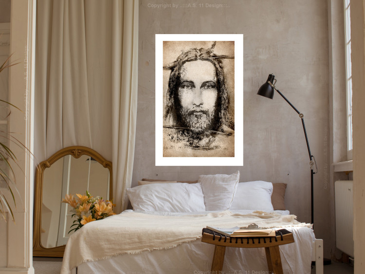 Wall Poster Turin Shroud in Sepia - brown sacred composition with the face of the saint 129357 additionalImage 3