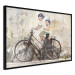 Poster Carefree - retro black bicycle against a wall painted with children 130457 additionalThumb 13