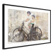 Poster Carefree - retro black bicycle against a wall painted with children 130457 additionalThumb 14
