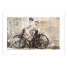 Poster Carefree - retro black bicycle against a wall painted with children 130457 additionalThumb 25