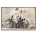Poster Carefree - retro black bicycle against a wall painted with children 130457 additionalThumb 21