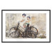 Poster Carefree - retro black bicycle against a wall painted with children 130457 additionalThumb 15
