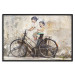 Poster Carefree - retro black bicycle against a wall painted with children 130457 additionalThumb 16