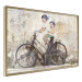 Poster Carefree - retro black bicycle against a wall painted with children 130457 additionalThumb 12