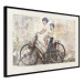 Poster Carefree - retro black bicycle against a wall painted with children 130457 additionalThumb 5