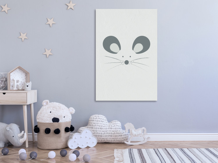 Canvas Art Print Curious Mouse (1-piece) Vertical - funny pastel animal 130557 additionalImage 3
