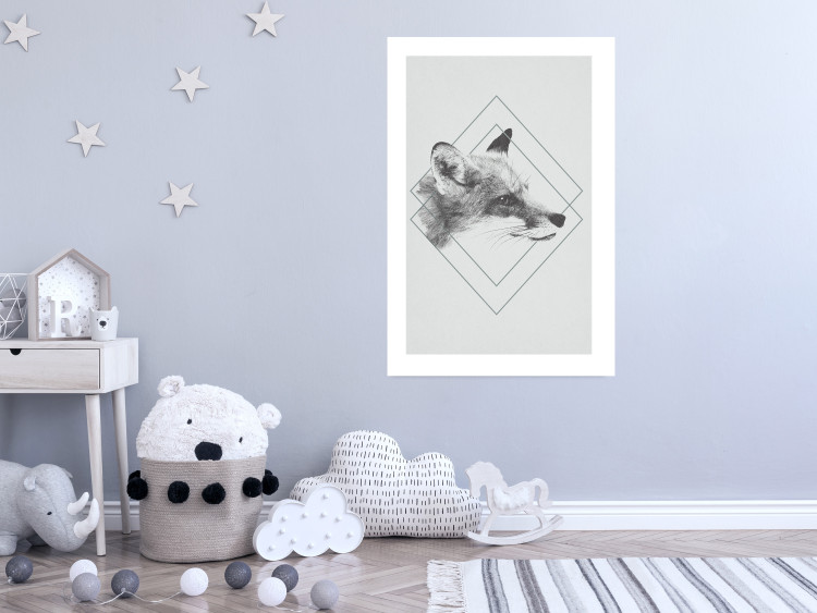 Poster Sly Fox - portrait of an animal in sketch form on a solid background 130757 additionalImage 3