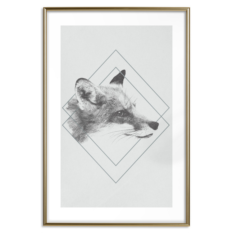 Poster Sly Fox - portrait of an animal in sketch form on a solid background 130757 additionalImage 14