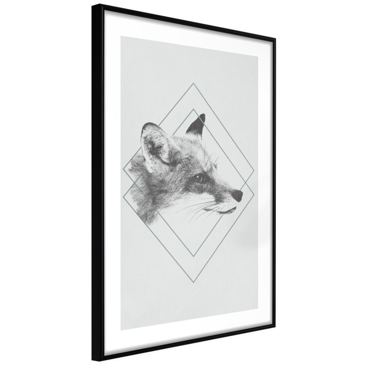 Poster Sly Fox - portrait of an animal in sketch form on a solid background 130757 additionalImage 6