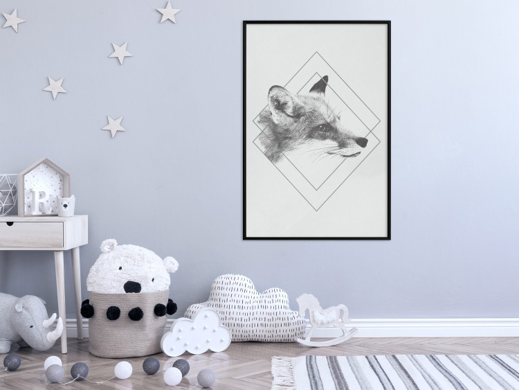 Poster Sly Fox - portrait of an animal in sketch form on a solid background 130757 additionalImage 4