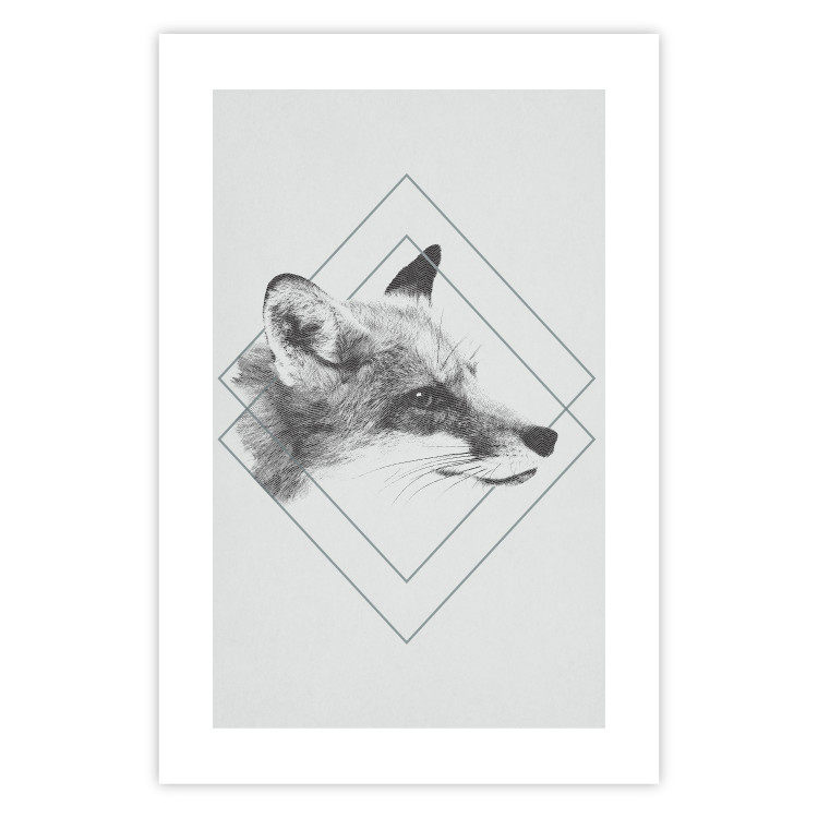 Poster Sly Fox - portrait of an animal in sketch form on a solid background 130757 additionalImage 19