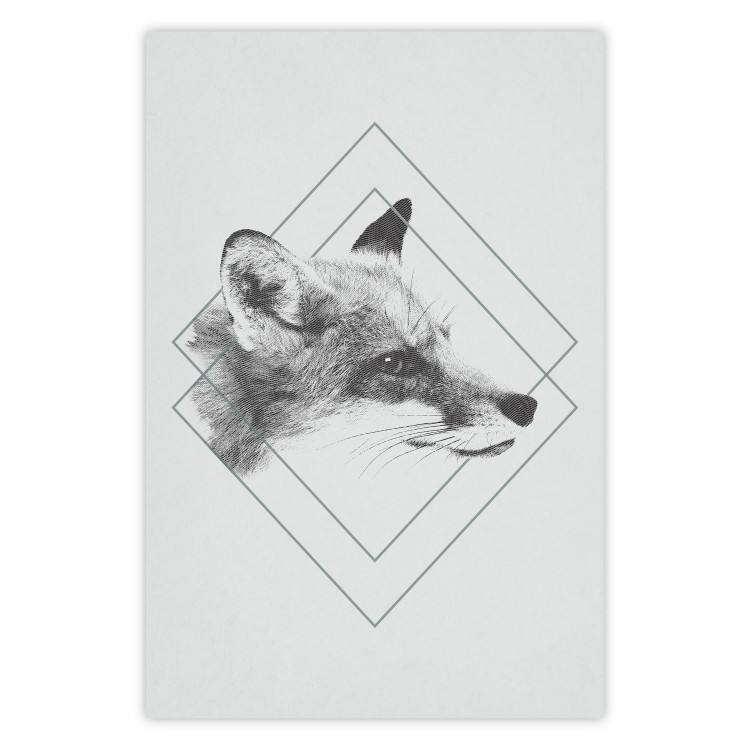 Poster Sly Fox - portrait of an animal in sketch form on a solid background 130757