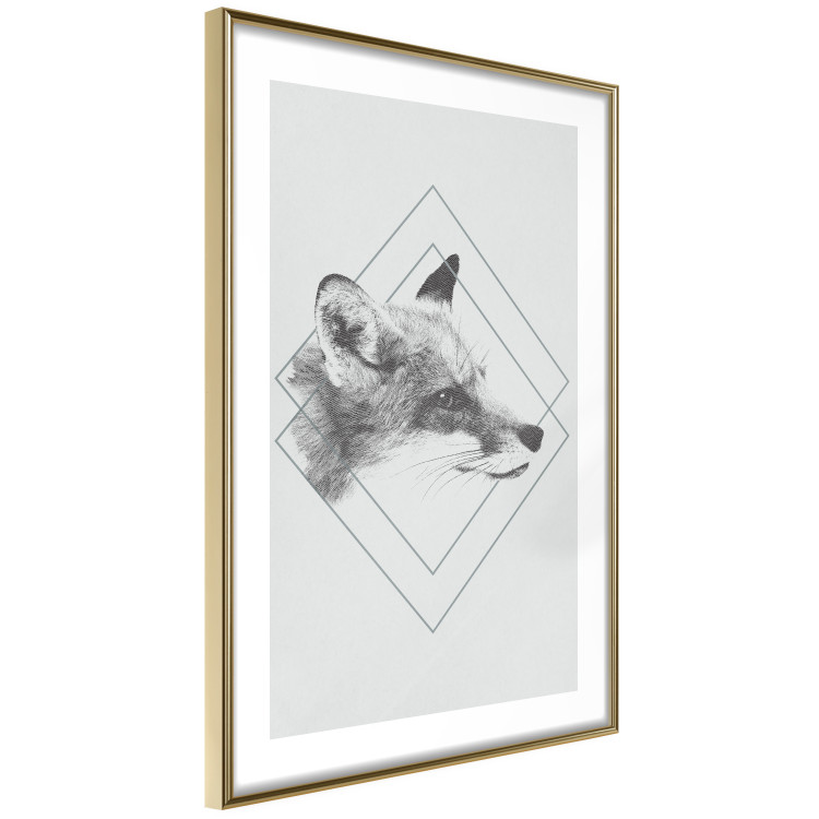 Poster Sly Fox - portrait of an animal in sketch form on a solid background 130757 additionalImage 7