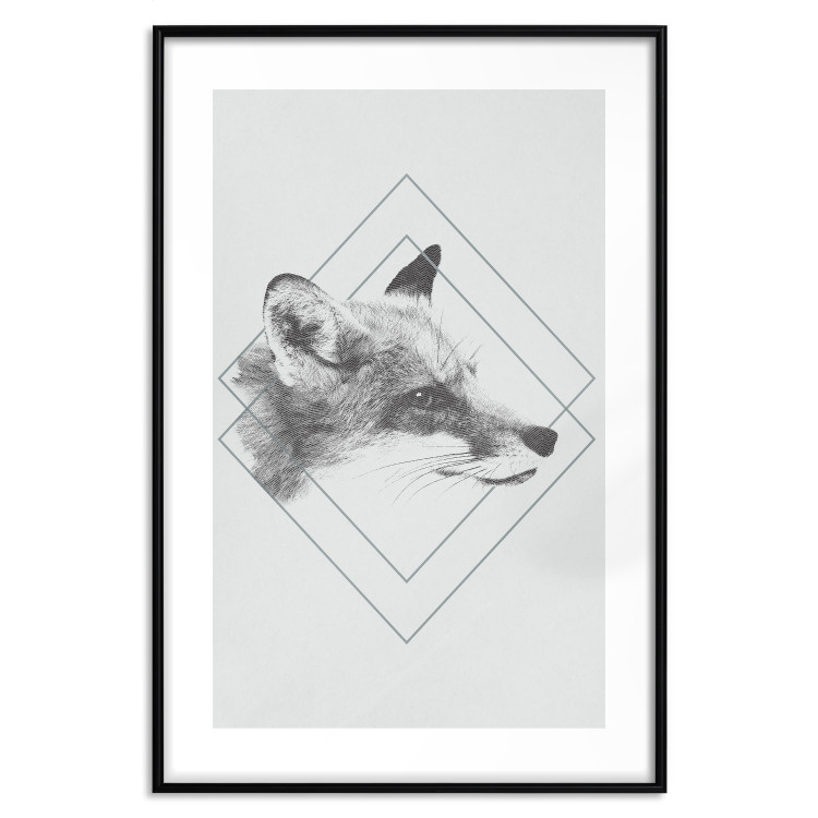 Poster Sly Fox - portrait of an animal in sketch form on a solid background 130757 additionalImage 15