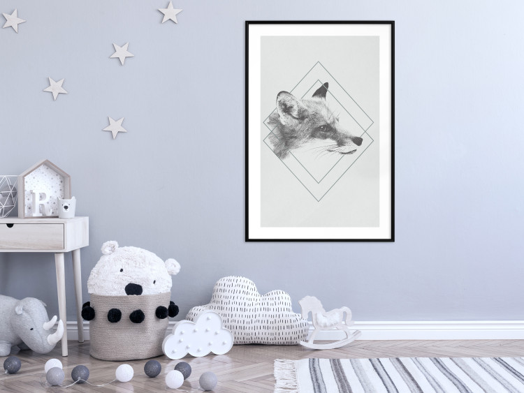 Poster Sly Fox - portrait of an animal in sketch form on a solid background 130757 additionalImage 18