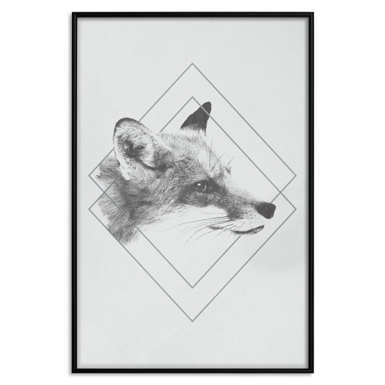 Poster Sly Fox - portrait of an animal in sketch form on a solid background 130757 additionalImage 16
