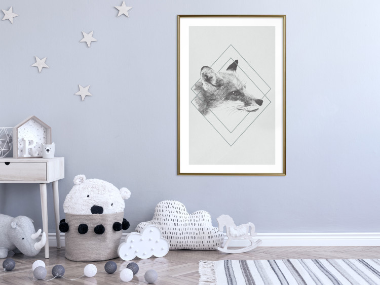 Poster Sly Fox - portrait of an animal in sketch form on a solid background 130757 additionalImage 13