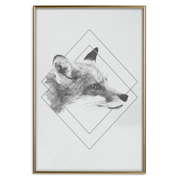 Poster Sly Fox - portrait of an animal in sketch form on a solid background 130757 additionalImage 17