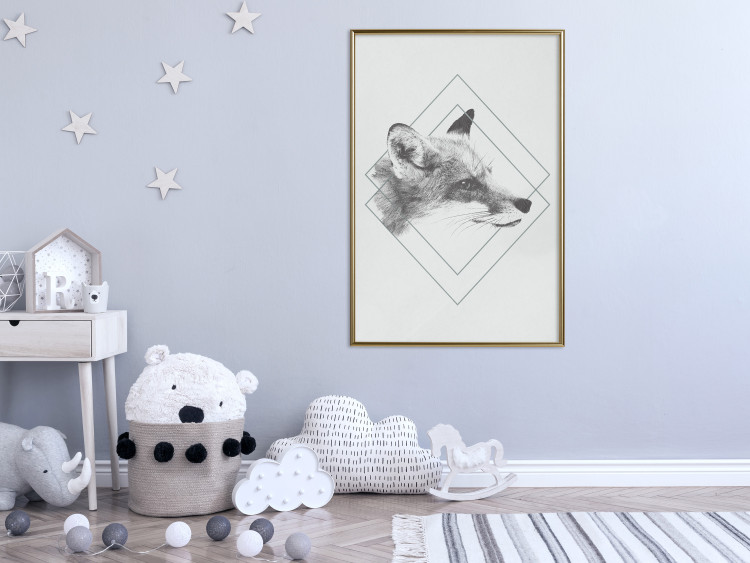 Poster Sly Fox - portrait of an animal in sketch form on a solid background 130757 additionalImage 5