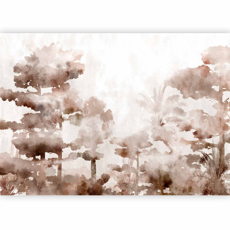 Wall Mural Painted forest - landscape with trees in shades of brown on a white background 134457 additionalImage 1