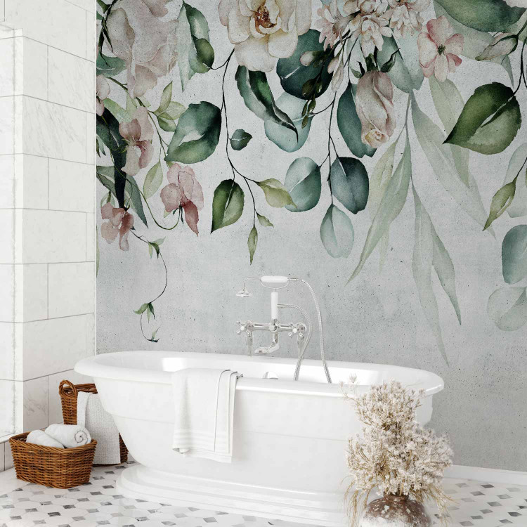 Wall Mural Hanging gardens - plant motif with hanging flowers and retro leaves 135957 additionalImage 8