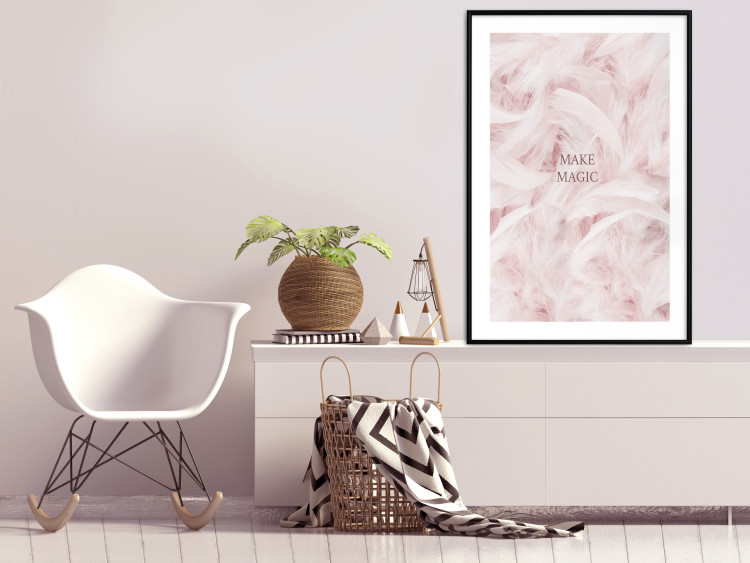 Wall Poster Pink Feathers - fluffy pastel composition with English text 136457 additionalImage 16