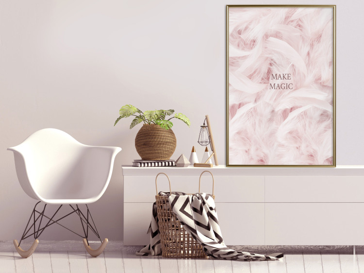 Wall Poster Pink Feathers - fluffy pastel composition with English text 136457 additionalImage 17