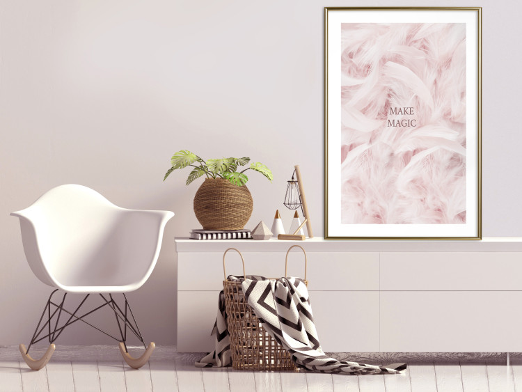 Wall Poster Pink Feathers - fluffy pastel composition with English text 136457 additionalImage 15