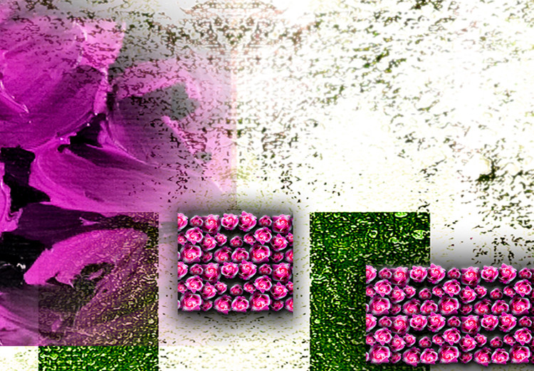 Canvas Art Print Abstraction with Roses (1-piece) Narrow - pink flowers and green background 138357 additionalImage 4
