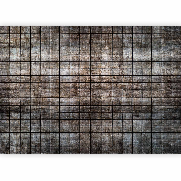 Wall Mural Wooden tiles - dark grey background with a pattern of small rectangles 144957 additionalImage 1