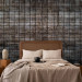 Wall Mural Wooden tiles - dark grey background with a pattern of small rectangles 144957 additionalThumb 2