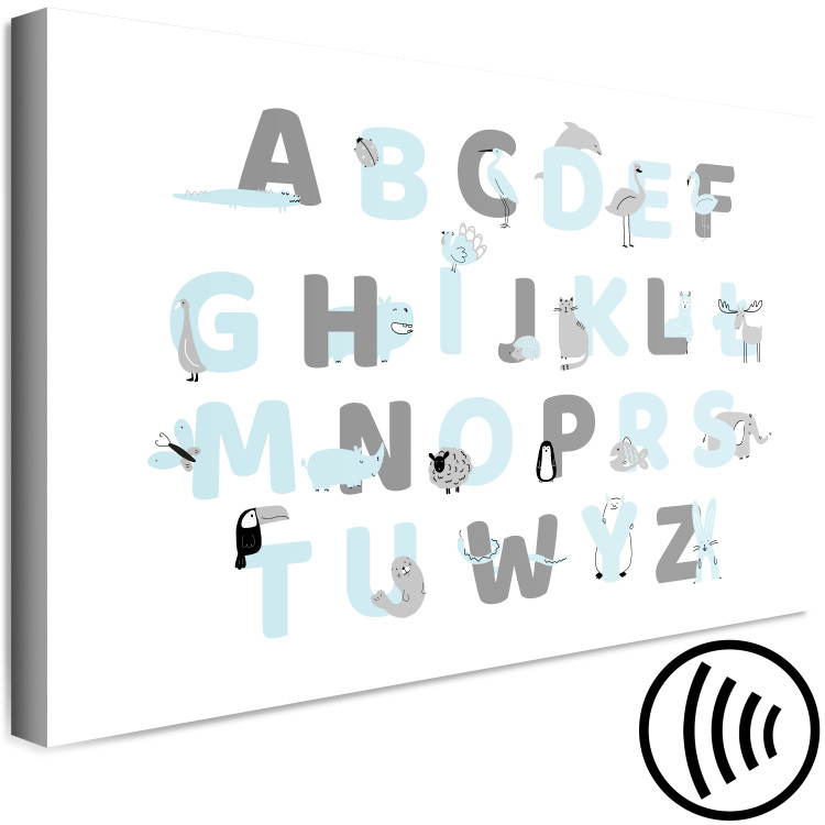 Canvas Print Polish Alphabet for Children - Blue and Gray Letters with Animals 146457 additionalImage 6