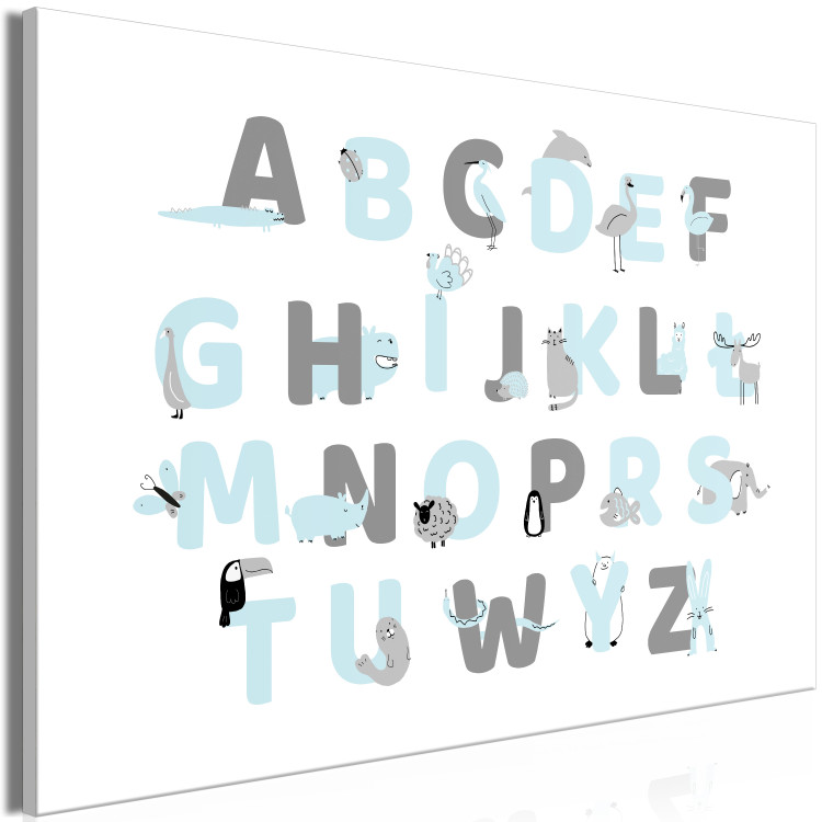 Canvas Print Polish Alphabet for Children - Blue and Gray Letters with Animals 146457 additionalImage 2