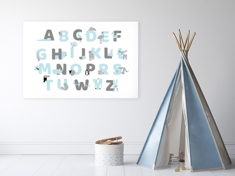 Canvas Print Polish Alphabet for Children - Blue and Gray Letters with Animals 146457 additionalImage 3