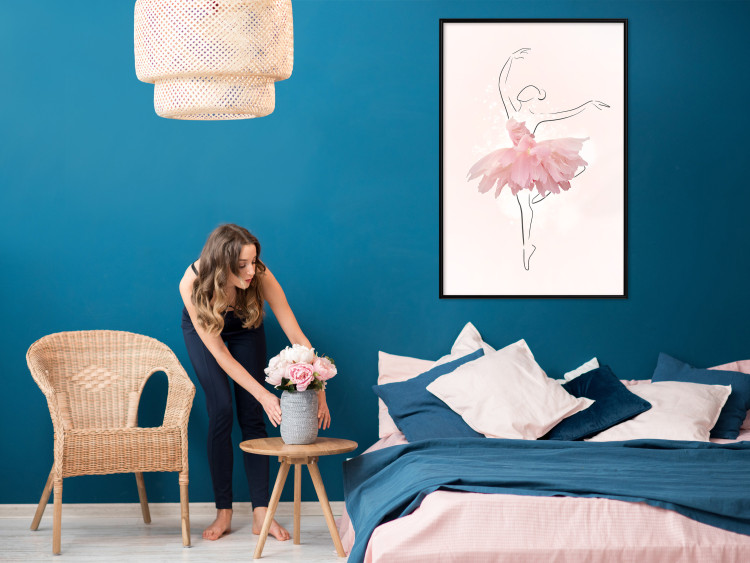 Wall Poster Dancer - Lineart of a Ballerina in a Dress Made of Pink Flower Petals 148557 additionalImage 13