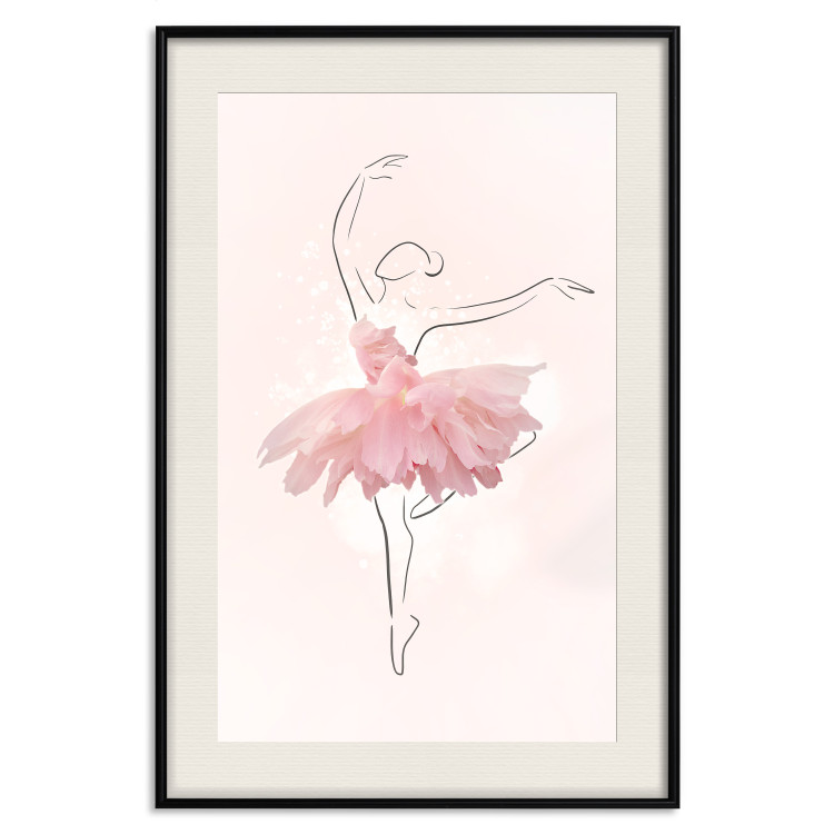 Wall Poster Dancer - Lineart of a Ballerina in a Dress Made of Pink Flower Petals 148557 additionalImage 26