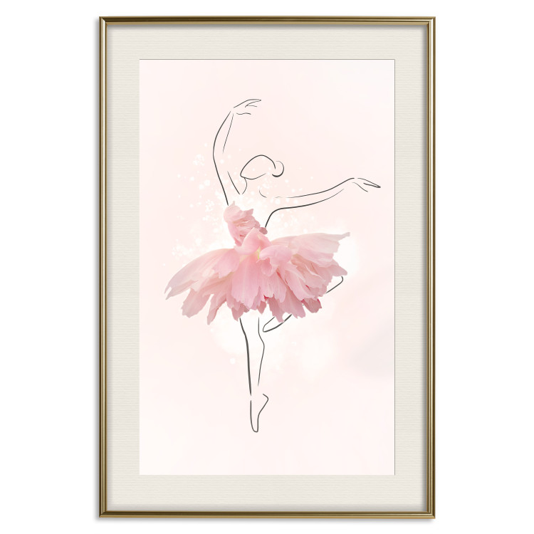 Wall Poster Dancer - Lineart of a Ballerina in a Dress Made of Pink Flower Petals 148557 additionalImage 27