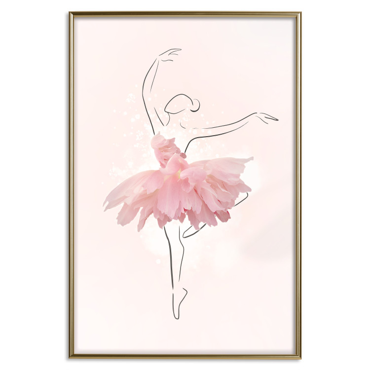 Wall Poster Dancer - Lineart of a Ballerina in a Dress Made of Pink Flower Petals 148557 additionalImage 21
