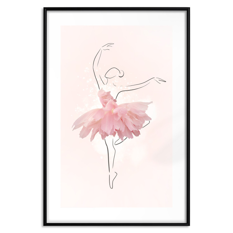 Wall Poster Dancer - Lineart of a Ballerina in a Dress Made of Pink Flower Petals 148557 additionalImage 23