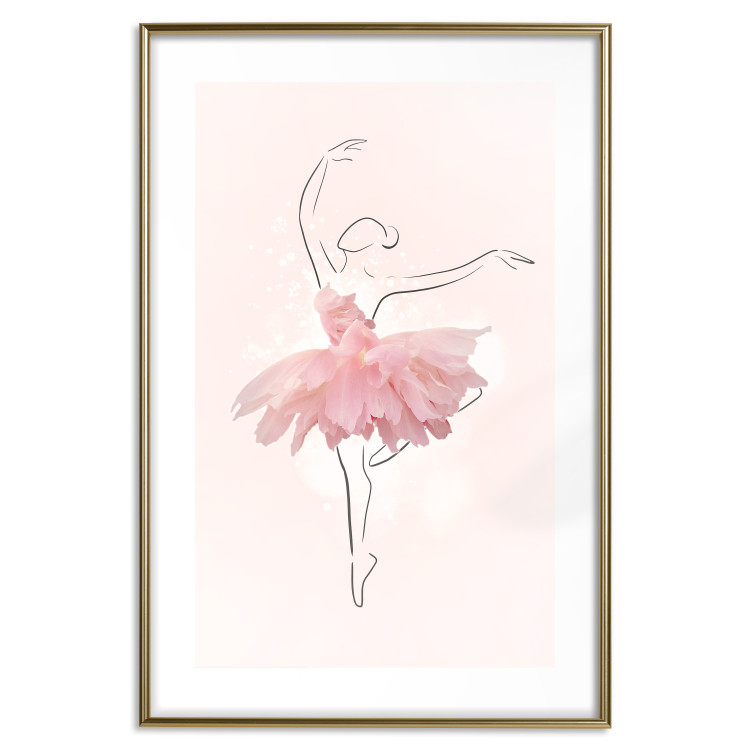 Wall Poster Dancer - Lineart of a Ballerina in a Dress Made of Pink Flower Petals 148557 additionalImage 25