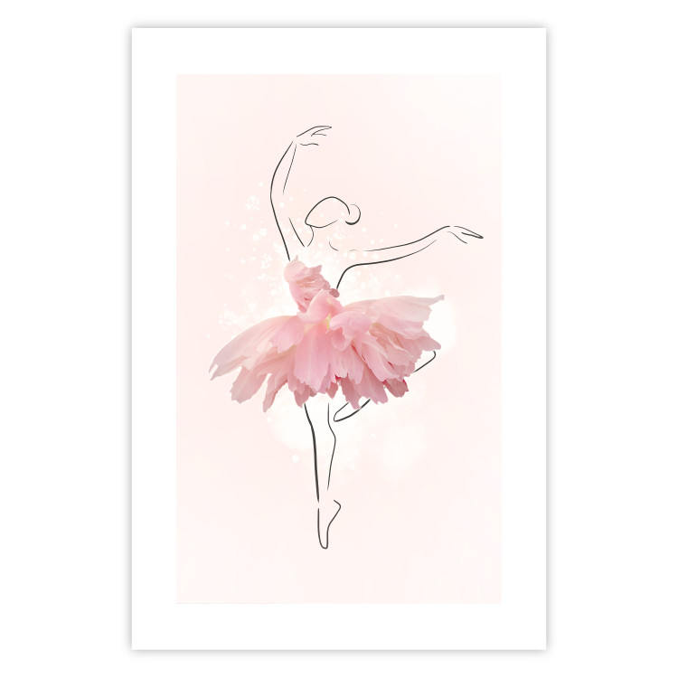 Wall Poster Dancer - Lineart of a Ballerina in a Dress Made of Pink Flower Petals 148557 additionalImage 22