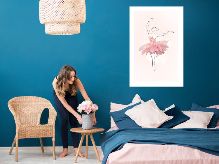 Wall Poster Dancer - Lineart of a Ballerina in a Dress Made of Pink Flower Petals 148557 additionalImage 12